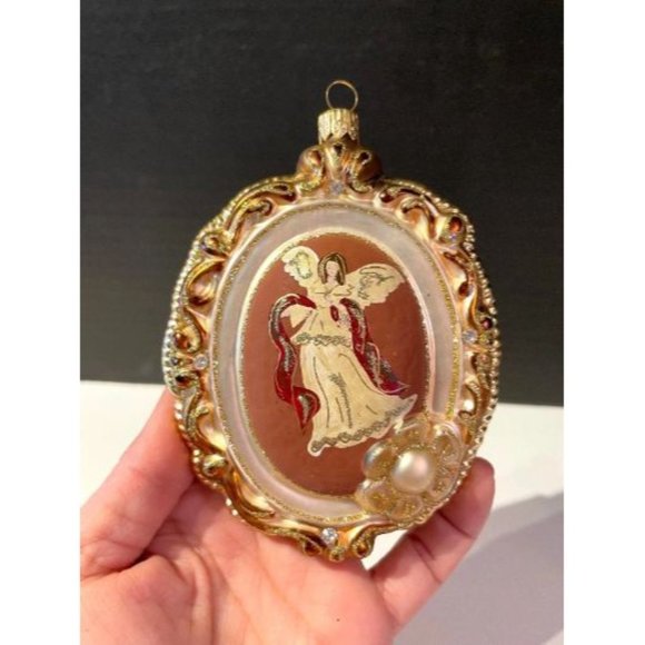 Vintage Old World Christmas Angel and Lily Ornament - Picture 2 of 3